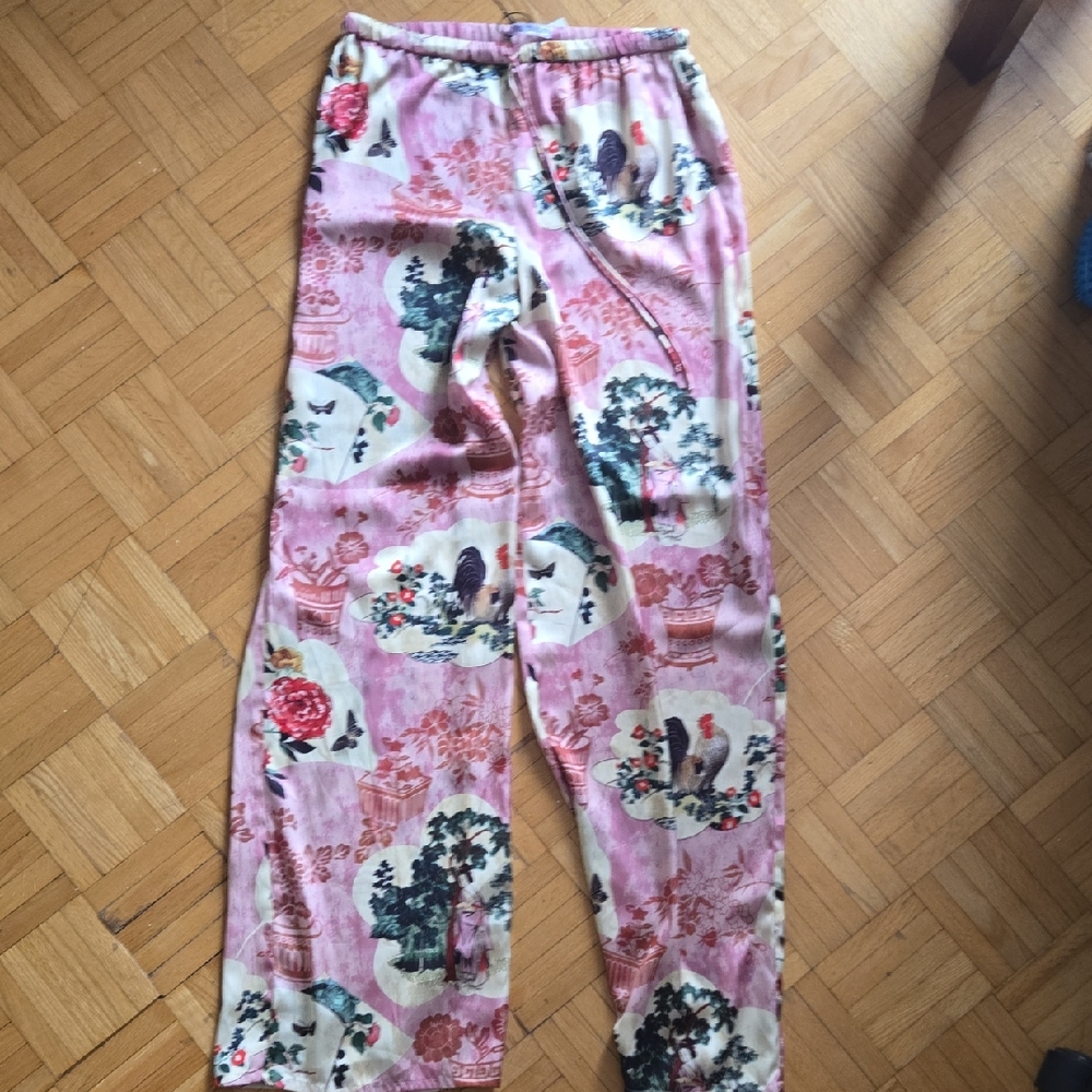 Zara Pink and Cream Floral Pants